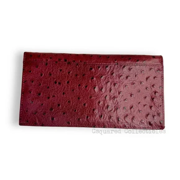 Echt 2 Prym Brick Red Ostrich Leather Clutch Bag Vintage - Picture 2 of 7